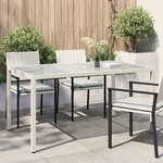 vidaXL Table de jardin 150x90x75 cm Verre trempé/résine tressée Blanc