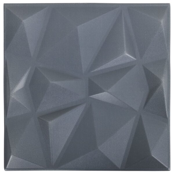 vidaXL Panneaux muraux 3D 48 Pièces 50x50 cm gris diamant 12 m²