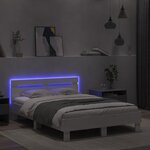vidaXL Cadre de lit avec tête de lit et LED blanc 135x190 cm