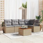 vidaXL Ensemble de canapé de jardin 6 Pièces Beige Poly rotin