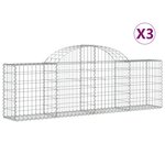 vidaXL Paniers à gabions arqués 3 Pièces 200x30x60/80 cm Fer galvanisé