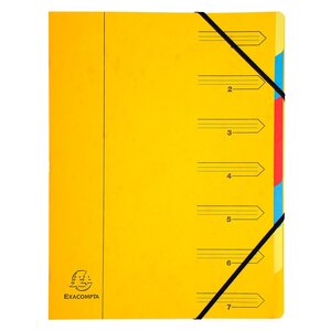 Trieur Agrafé Avec Élastiques 7 Compartiments - Jaune - X 12 - Exacompta