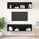 vidaXL Meuble TV mural avec étagère avec stockage 4 Pièces Chêne noir 37 x 37 x 72 cm