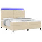 vidaXL Lit à ressorts avec matelas avec LED Crème 200 x 200 cm tissu