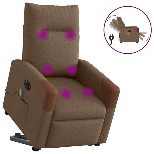 vidaXL Fauteuil inclinable de massage électrique Marron Tissu