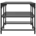 vidaXL Table basse avec dessus en verre noir 98 5x50x45 cm acier