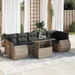 vidaXL Salon de jardin 8 Pièces avec coussins gris résine tressée