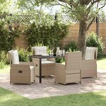 vidaXL Ensemble de salle à manger pour jardin 5 Pièces Beige polyrotin