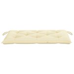 vidaXL Banc de jardin avec coussin blanc crème 112 cm Bois de teck