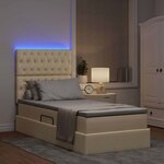 vidaXL Lit de rangement LED avec matelas Crème 90 x 200 cm Tissu