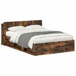 vidaXL Cadre de lit avec rangement Chêne fumé 140 x 190 cm