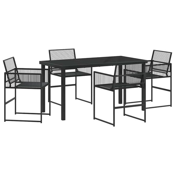 vidaXL Ensemble de salle à manger pour jardin 5 Pièces Noir polyrotin