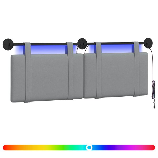 vidaXL Tête de lit suspendue Gris clair Tissu