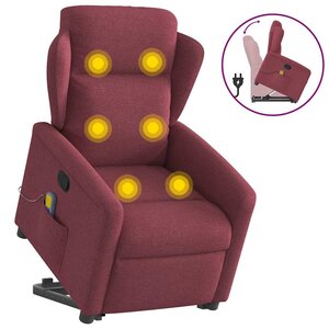 vidaXL Fauteuil inclinable de massage Rouge bordeaux Tissu