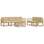 vidaXL Ensemble de canapés d'extérieur 6 Pièces Blanc et Beige