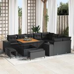 vidaXL Ensemble de canapé de jardin 12 Pièces Noir polyrotin