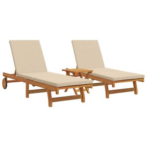 vidaXL Transat 2-personne 3 Pièces Marron Bois d'Acacia Massif