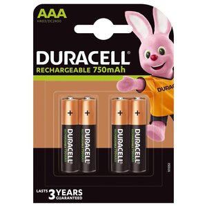 Blister de 4 accus rechargeables 1 2V AAA HR3 750mAh DURACELL