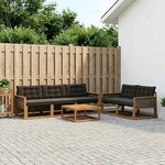 vidaXL Ensemble de canapés d'extérieur 6 Pièces Naturel et noir