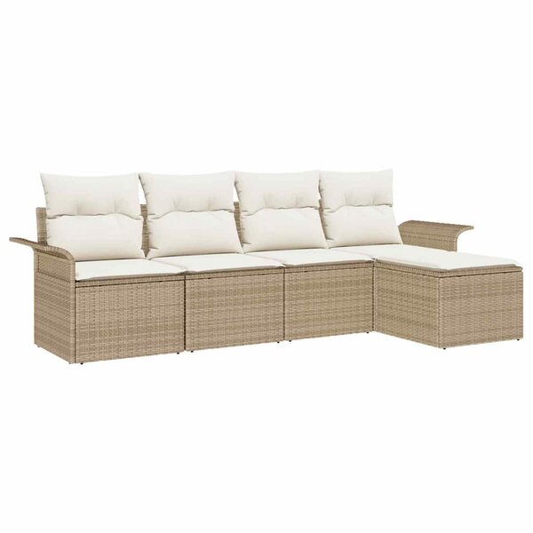 vidaXL Ensemble de canapé de jardin 5 Pièces Beige Poly rotin