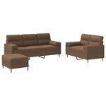 vidaXL Ensemble de canapés 3 Pièces avec coussins marron tissu