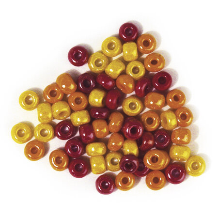 Perle en verre Grand trou Ø 5 4 mm Teintes rouge/jaune