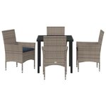 vidaXL Ensemble table et chaises avec coussin 5 Pièces Gris Rotin PE