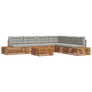 vidaXL Ensemble de canapés d'extérieur 7 Pièce Gris Naturel et Clair