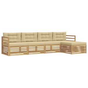 vidaXL Ensemble de canapés d'extérieur 5 pc Blanc et Beige Polyester