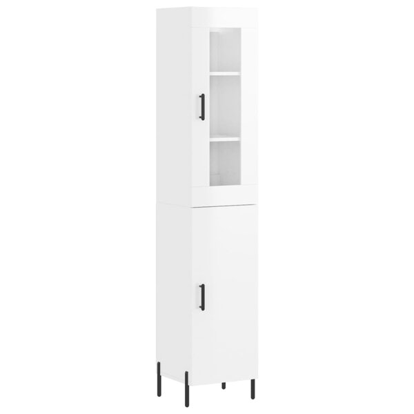 vidaXL Buffet haut Blanc brillant 34 5x34x180 cm Bois d'ingénierie