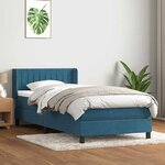 vidaXL Sommier à lattes de lit et matelas bleu foncé 80x220 cm velours