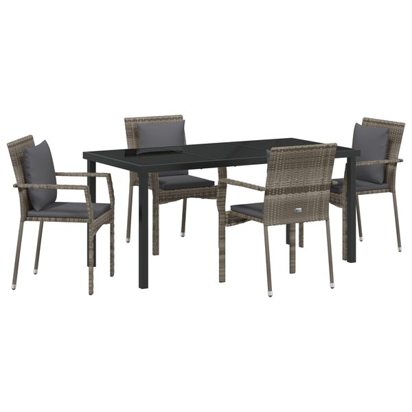 vidaXL Ensemble de chaises de jardin 5 Pièces Gris 160 x 80 x 73 cm