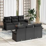 vidaXL Ensemble de canapé de jardin 7 Pièces Noir Poly rotin