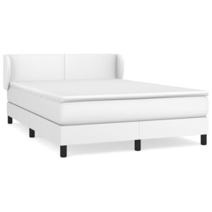 vidaXL Sommier à lattes de lit avec matelas Blanc 140x200cm Similicuir