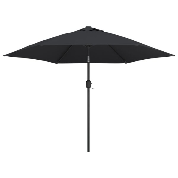 vidaXL Parasol d'extérieur avec lumières LED et mât en acier Noir