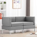 vidaXL Canapés d'angle sectionnels 2 Pièces et coussins tissu gris clair