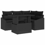 vidaXL Ensemble de canapé de jardin avec coussin 5 Pièces Noir polyrotin