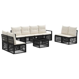 vidaXL Ensemble de canapé de jardin 9 pc Noir polyrotin