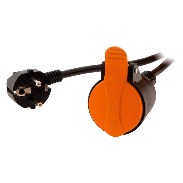 Rallonge étanche 2P+T H07RN-F 3x 1 5mm² 5m avec clip de fixation orange - Zenitech
