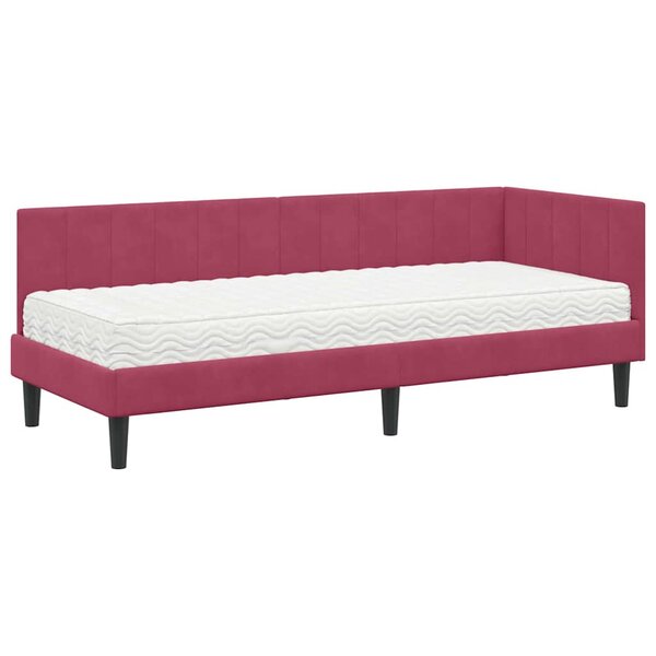vidaXL Cadre de lit d'angle Rouge bordeaux 80 x 200 cm Velours