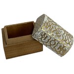 Mini boîte arabesque en bois blanc et or