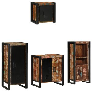 vidaXL Ensemble de mobilier de salle de bain avec étagère 4 Pièces