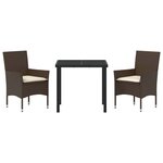 vidaXL Ensemble de salle à manger pour jardin 3 Pièces Marron Poly rotin