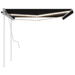 vidaXL Auvent manuel rétractable avec LED 4x3 m Anthracite
