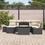 vidaXL Ensemble de canapé de jardin 7 Pièces Noir Poly rotin