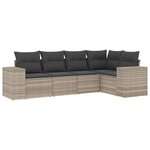 vidaXL Salon de jardin 5 Pièces avec coussins gris clair résine tressée