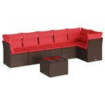 vidaXL Salon de jardin avec coussins 7 Pièces marron résine tressée