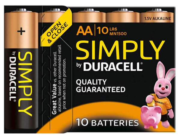 Duracell Simply 10 piles 1,5V alcalines AA (lot de 2)