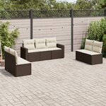 vidaXL Salon de jardin avec coussins 7 Pièces marron résine tressée