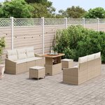 vidaXL Ensemble de canapé de jardin 9 Pièces Beige Poly rotin